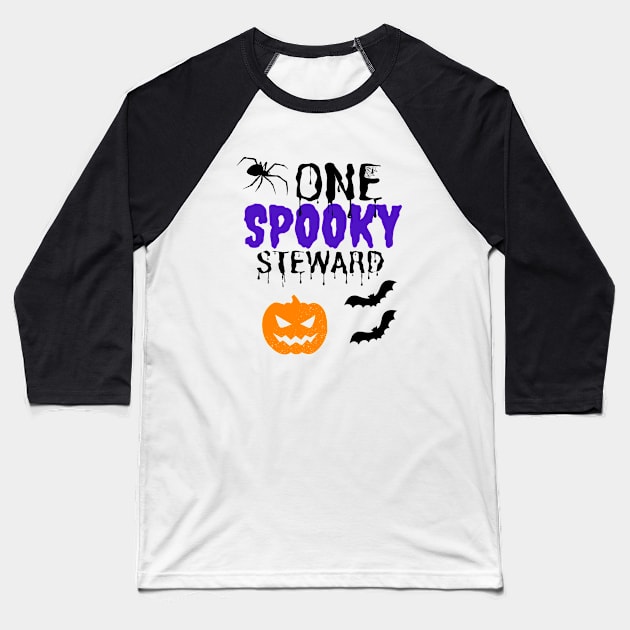 Spooky Steward Baseball T-Shirt by TorrezvilleTees